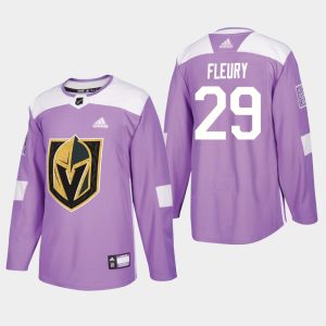 Vegas Golden Knights Trikot Marc-Andre Fleury #29 2018-19 Lavender Warmup Practice Fights Cancer